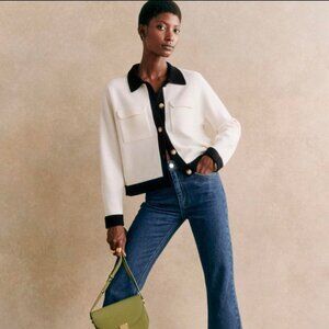 Sezane Betty Ecru/Black Cardigan